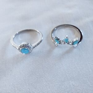 Silver and Blue Turquoise Colored Gemstone Ring Set With Exchangeable Positions